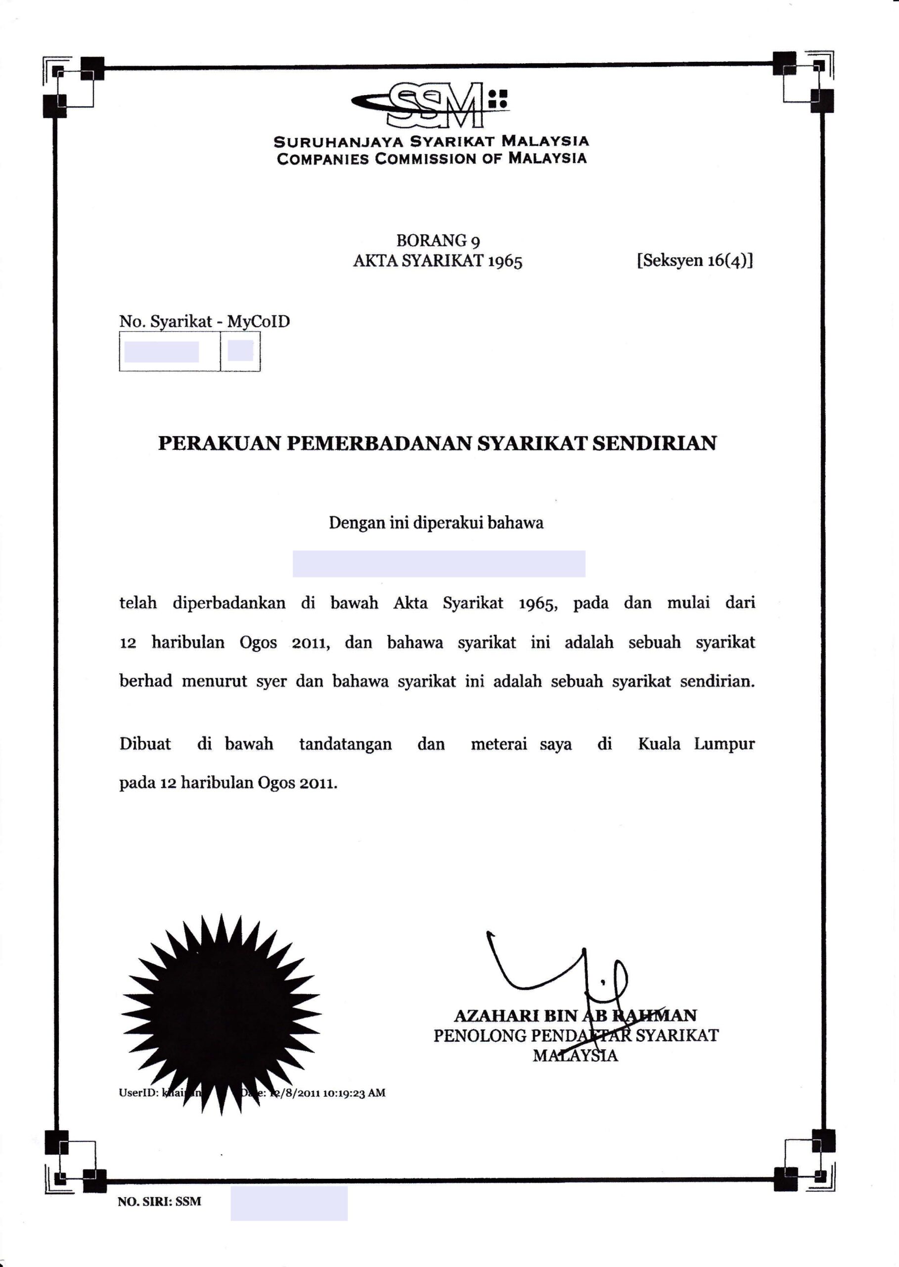Kuasa Daripuia Syarikat Mengenai Kebenaran Wakil Syarikat Berurusan Dengan Jabatan Malaysia